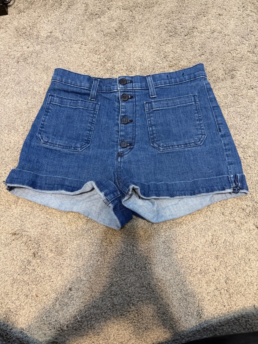 J. Crew Dark Blue High-Rise Button Front Denim Shorts